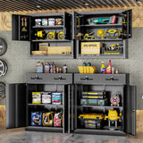 INTERGREAT Metal Storage Cabinet with Drawers, 36" Black Locking Steel Garage Cabinet with 2 Doors and Adjustable Shelves, Lockable File Cabinets for Garage, School, Home Office, Classroom INTERGREAT