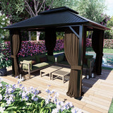 COWVIE 4-Panel 12' x 16' Gazebo Replacement Curtains, Patio Privacy Sidewalls with Double Zipper, Replacement for Outdoor Gazebo Canopy (Curtain Only) COWVIE