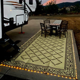 Stylish Camping L118187WL 8-feet by 18-feet LED Illuminated Patio Mat - Outdoor Patio Brown/Beige RV Camping Mat Stylish Camping