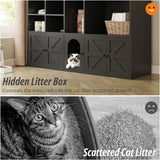 IRONCK Cat Litter Box Enclosure for 2 Cats, Litter Box Furniture Hidden with Double Room and Large Storage Space, Wooden Washroom Furniture, Cat House, Black IRONCK
