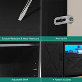 YITAHOME Farmhouse TV Stand for 65inch TV, Entertainment Center with Storage, Adjustable LED Lights & Power Hub, TV Cabinet with Bookshelves for Living Room/Apartment, Black YITAHOME