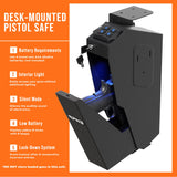 RPNB Mounted Firearm Gun Safe with Auto Open Lid 4-Digit PIN Keypad Lock Handgun Safe RPNB