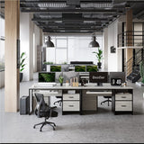 Bestier Office Desk with Drawers, 55 inch Industrial Computer Desk with Storage, Wood Teacher Desk with Keyboard Tray & File Drawer for Home Office, Wash White Bestier