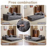 Trygoal Convertible Floor Sofa Bed, Foldable Mattress Cloud Couch with Pillow Back & Armrest, Chenille Sleeper Sofa Bed with Fixed-Shape Frame, Compressed Couch for Living Room Bedroom, Dark Gray Trygoal