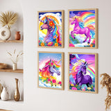 ZXQL 4 Pack Unicorn Paint by Numbers Kit for Adults Beginners, 12" Wx16 L Paint by Numbers for Adults Rolled up Canvas for Painting Home Decor Creative Wall Art with Nice Gift Box ZXQL
