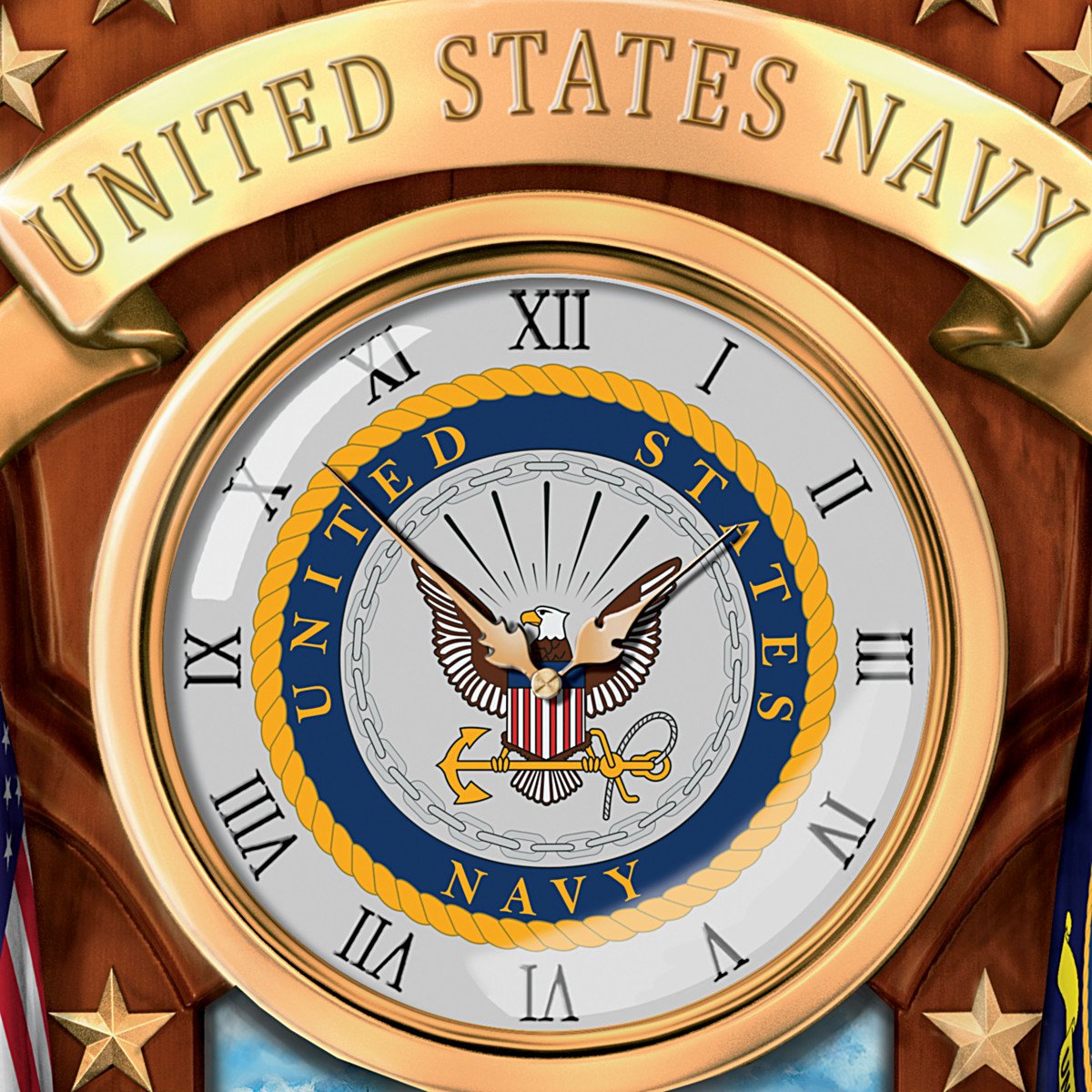 The Bradford Exchange United States Navy Mahogany-Finished Wood Toned Cuckoo Clock The Bradford Exchange