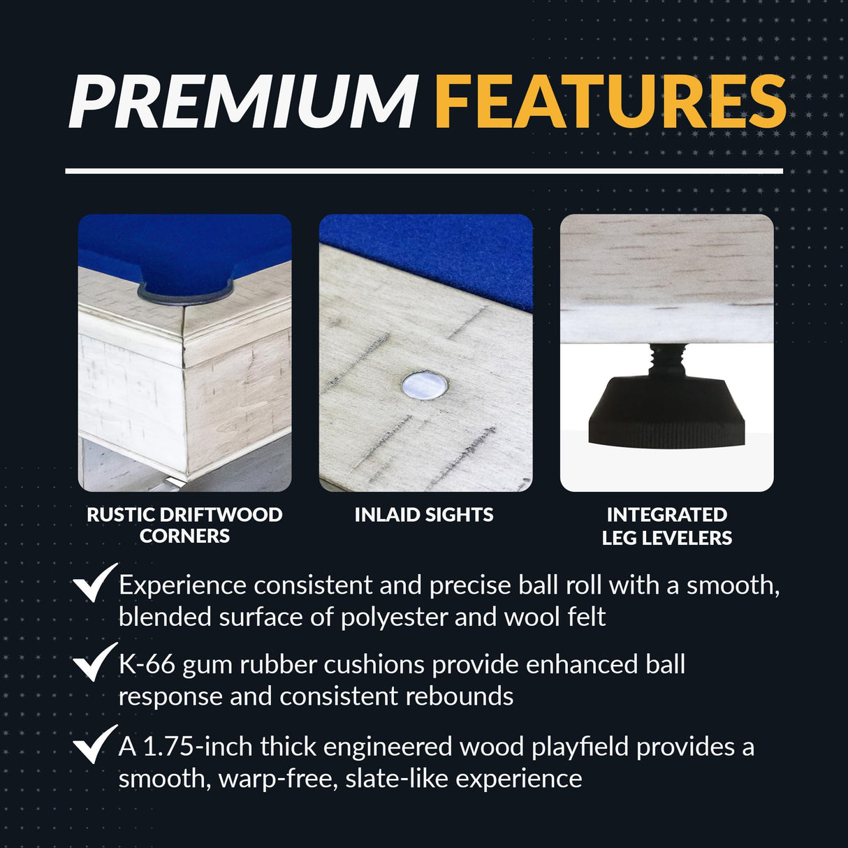 Hathaway Montecito 8 Ft Furniture Pool Table – Includes Cue Sticks, Billiard Balls – Modern Design Perfect for Family, Home, Dining, or Living Room – Blue Felt with Driftwood Finish Hathaway