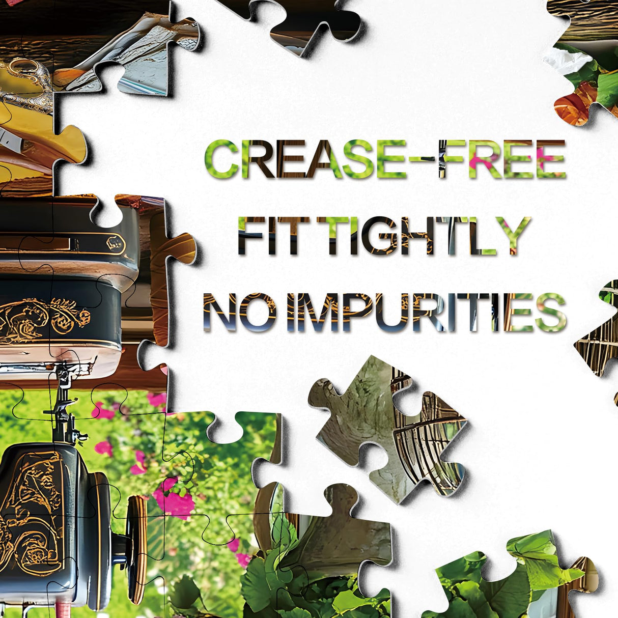 Larkipuzz Spring Stitch Vintage Sewing Machine Puzzles for Adults 1000 Pieces, Bird Vase Jigsaw Puzzles, Hard Difficult Funny Challenging Book Flower Puzzle Larkipuzz