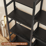 SUPERJARE Triple 4 Tier Bookshelf, Bookcase with 11 Open Display Shelves, Wide Book Shelf Book Case for Home & Office, Black SUPERJARE