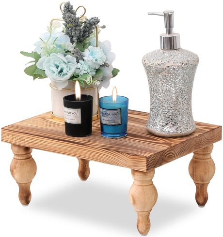 Elynice Decorative Wood Risers for Display - 12 x 9 x 5.5 Wood Pedestal Stand Table for Farmhouse Decor, Kitchen Counter Decor - Wooden Kitchen Soap Tray for Farmhouse Table Decor (Provincial) Elynice