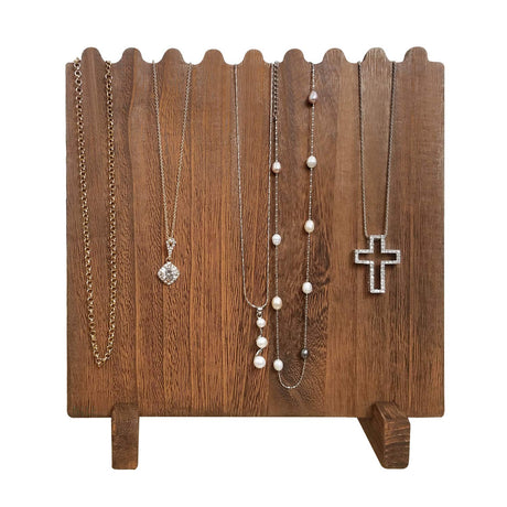 MOOCA Portable Wooden Plank Necklace Jewelry Stand for 8 Necklaces, Necklace Stand, Wood Plank Necklace Display Stand, Necklace Storage Holder, Jewelry Display Stand, Brown Color MOOCA
