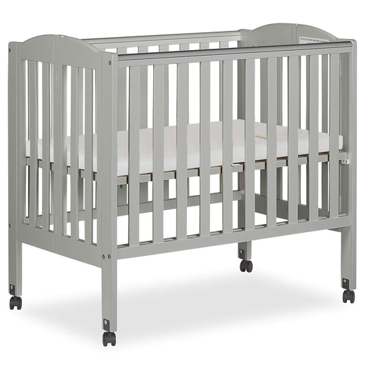 Dream On Me 2 in 1 Folding Portable Crib in Cool Grey, Greenguard Gold Certified , 40x26x38 Inch (Pack of 1)