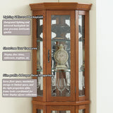 XZTUAJ 69" H Corner Curio Cabinet with Light,3-Side Glass Corner Display Case with Adjustable Shelves & Tempered Glass Doors,Curved Wooden Showcase Corner Storage Rack for Living Room & Kitchen (Oak) XZTUAJ