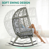 YITAHOME Outdoor Rocking Egg Chair with Cushioned Comfort, Wicker Patio Rocker 250lb Capacity, Anti-Slip, All-Weather Resilient Rattan Design for Indoor & Outdoor Relaxation Spaces, Light Grey YITAHOME