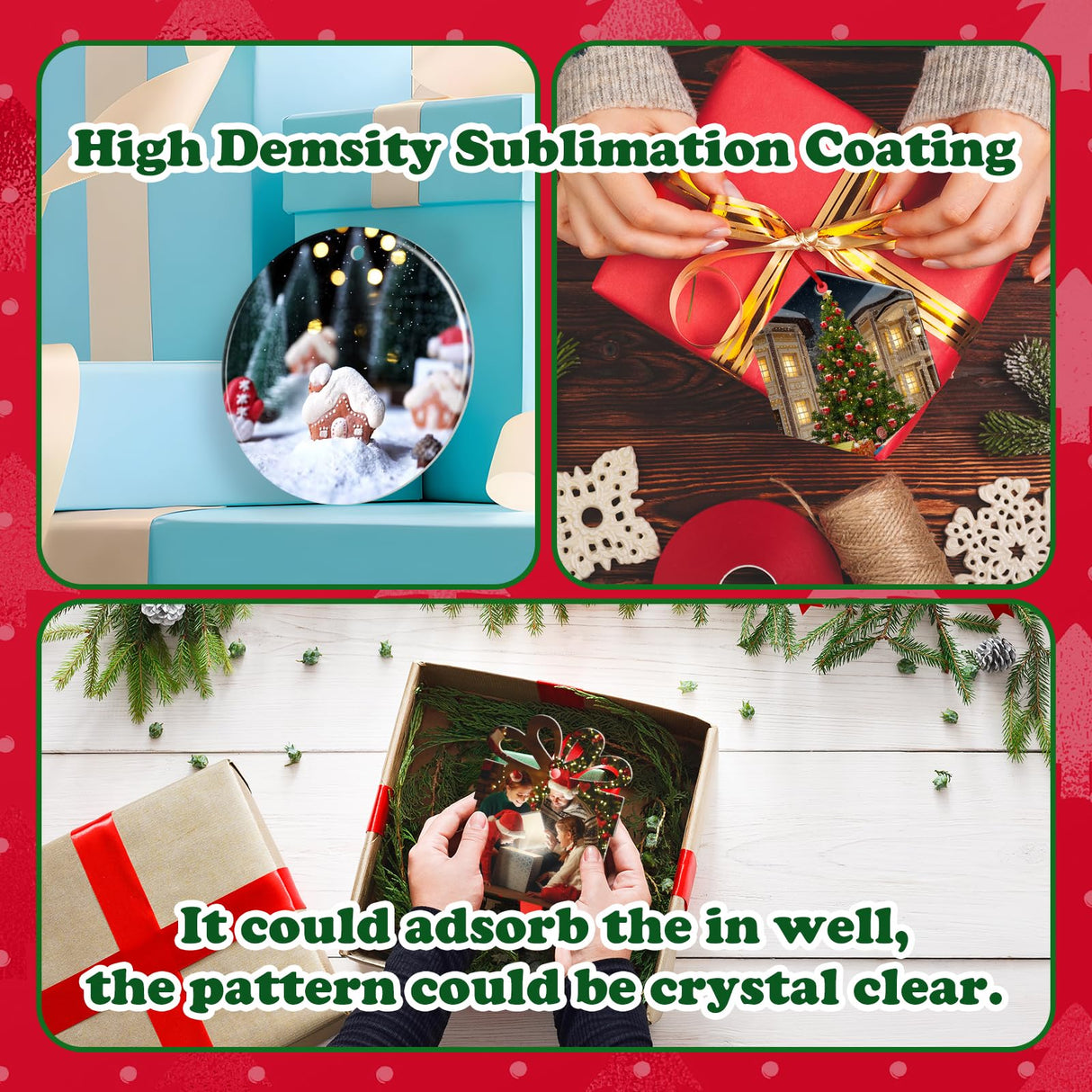 Sublimation Blank Ornaments White Aluminium Haning Ornament 20 PCS Bulk of Different Disign for HTV Crafting DIY and Chritsmas Tree Decoration (Snow) WANZELONYO