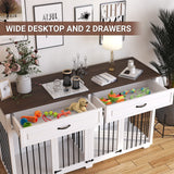 BTLCKVIN Large White Dog Crate with Removable Irons, XXL Size, Indestructible, Two Rooms Design, 72.4" x 22.4" x 34.1" BTLCKVIN