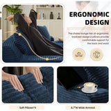 ComeWay 78" Oversized Double Lounge Chaise, Fluffy Upholstered Boneless Cloud Couch No Assembly Required with 4 Pillows, Modern Corduroy Loveseat Sleeper Sofa for Living Room Bedroom Reading, Blue ComeWay