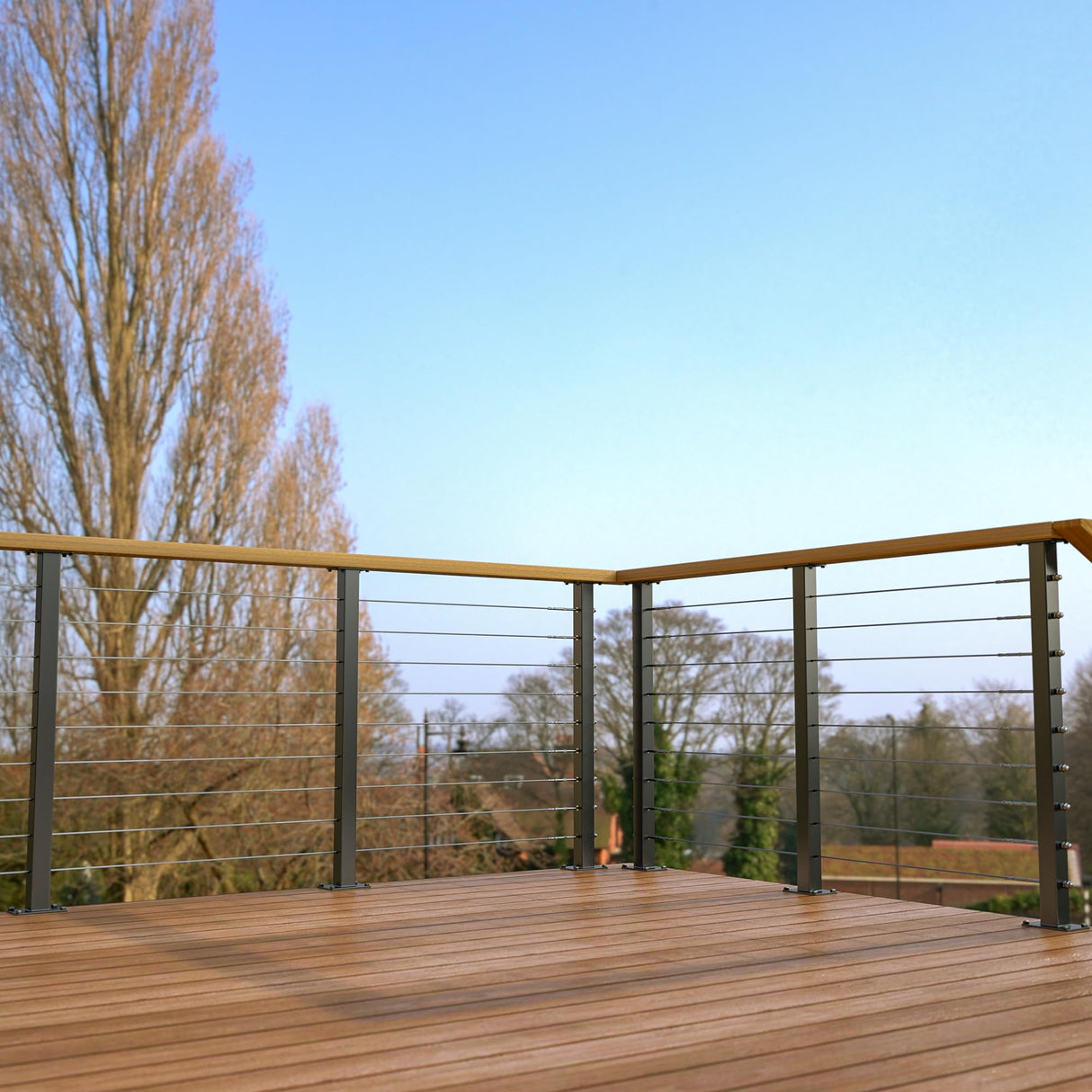 Deck Man 2Pack Deck Railing Posts Stainless Steel Cable Railing Post(2"×2") with 1/8 Cable Railing Kit, Level drilled (2, Black, 40.5 inch) Deck Man