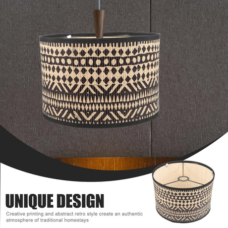 Bamboo Lamp Shade, Vintage Drum Lampshade Table Lamp Shade Chandelier Lamp Covers Replacement Light Accessory for Pendant Floor Lamps, 30X30x20CM Uonlytech