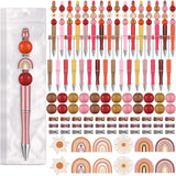 Colarr 24 Sets Plastic Beadable Pens DIY Pens Making Kit Assorted Wood Beads Crystal Spacer Black Ink Ballpoint for Women Crafts Office Family Gifts(Rainbow) Colarr