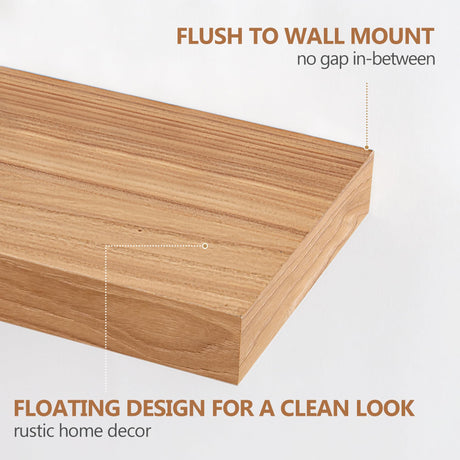 48 Inch Fireplace Mantel Shelf, USA-Sourced Rustic Elm Wood Floating Shelves Wall Mounted, Wall Shelves with Invisible Bracket for Living Room Bathroom Bedroom Kitchen, Set of 1 (Natural, 48"x 8") Fun Memories