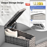 VONZOY Patio Sectional Furniture Outdoor 11-Piece Grey Rattan Curved Sofa Set with Storage Table,Pillows,Fit for Pool Backyard Balcony Porch Lawn (Grey) VONZOY