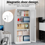 AFAIF 71" Curio Cabinet Glass Display Cabinet with 4 Adjustable Shelves, Tall Bookshelf Bookcase with Glass Doors, Lockable Metal Storage Cabinet Modern Liquor Cabinet for Home Pantry Kitchen AFAIF