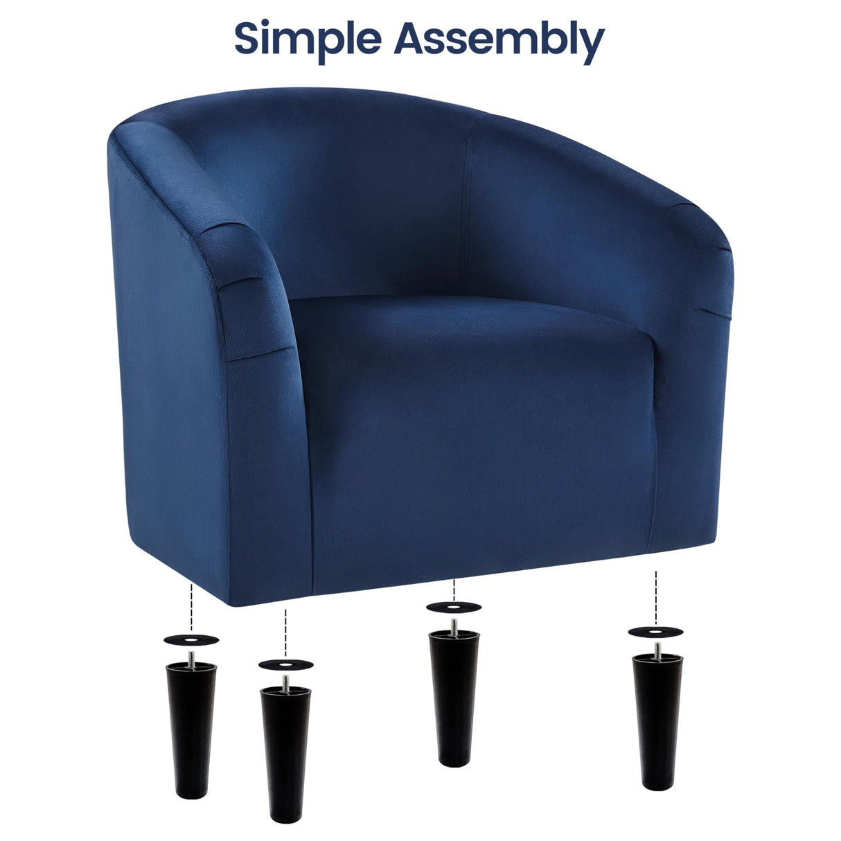 Yaheetech Velvet Club Chair, Modern Tufted Accent Chair with Armrest, Upholstered Barrel Chair with Solid Legs for Living Room/Bedroom/Study/Waiting Room, Navy Blue Yaheetech