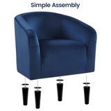Yaheetech Velvet Club Chair, Modern Tufted Accent Chair with Armrest, Upholstered Barrel Chair with Solid Legs for Living Room/Bedroom/Study/Waiting Room, Navy Blue Yaheetech