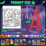 Blosssound 10 Set Halloween Pre Printed Canvas Pre Drawn Canvas Painting with Easel Kits 5" x 7" Outline Painting Panels for Beginners, DIY Craft Project, Party Favor, Home Decors Blosssound