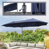 OVASTLKUY 13Ft Patio Umbrella Outdoor Double-Sided Market Extra Large Umbrella Outdoor Patio w/Easy Crank for Yard, Poolside, Deck, Navy Blue OVASTLKUY