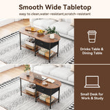 37" Oval Small Coffee Table with Storage,Modern Wood Living Room Center Table for Small Space,Apartment,Home Office,Drawer & Open Shelves,Easy Assembly,Rustic Brown Kratonix