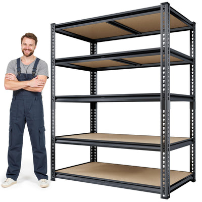 72"H Storage Shelves Heavy Duty, 2000LBS Garage Shelving, 5 Tier Metal Shelving Unit Adjustable Garage Shelves Utility Rack Shelf for Storage Warehouse Pantry Closet,35.6" W × 16" D × 72" H, Black