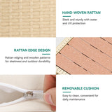 YITAHOME Patio Wicker L-Shaped Furniture Set, All-Weather Rattan Outdoor Conversation Sofa Set for Backyard Deck with Soft Cushions,Ottomans and Plastic Wood Dining Table (Light Brown+Beige) YITAHOME