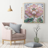 3D Pretty Crystal Lotus Flower Puzzles for Adults 1000 Pieces, Beautiful Plant Art Diamond Floral Puzzle, Challenging Wildflower Pages Aesthetic Pink Embroidery Jigsaw Puzzles Larkipuzz
