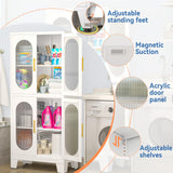 GAIOUS White Metal Storage Cabinet, Kitchen Pantry Cabinet with Acrylic Glass Doors and Adjustable Shelves, Pantry Storage Cabinet for Kitchen, Living Room, Office and Study GAIOUS