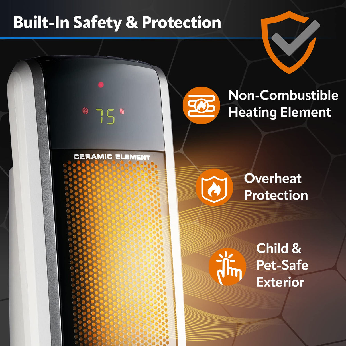 Lasko Oscillating Digital Ceramic Tower Heater for Large Rooms, with Adjustable Thermostat, Timer and Remote Control, 29 Inches, 1500W, Black, 5586 Lasko