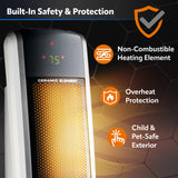 Lasko Oscillating Digital Ceramic Tower Heater for Large Rooms, with Adjustable Thermostat, Timer and Remote Control, 29 Inches, 1500W, Black, 5586 Lasko