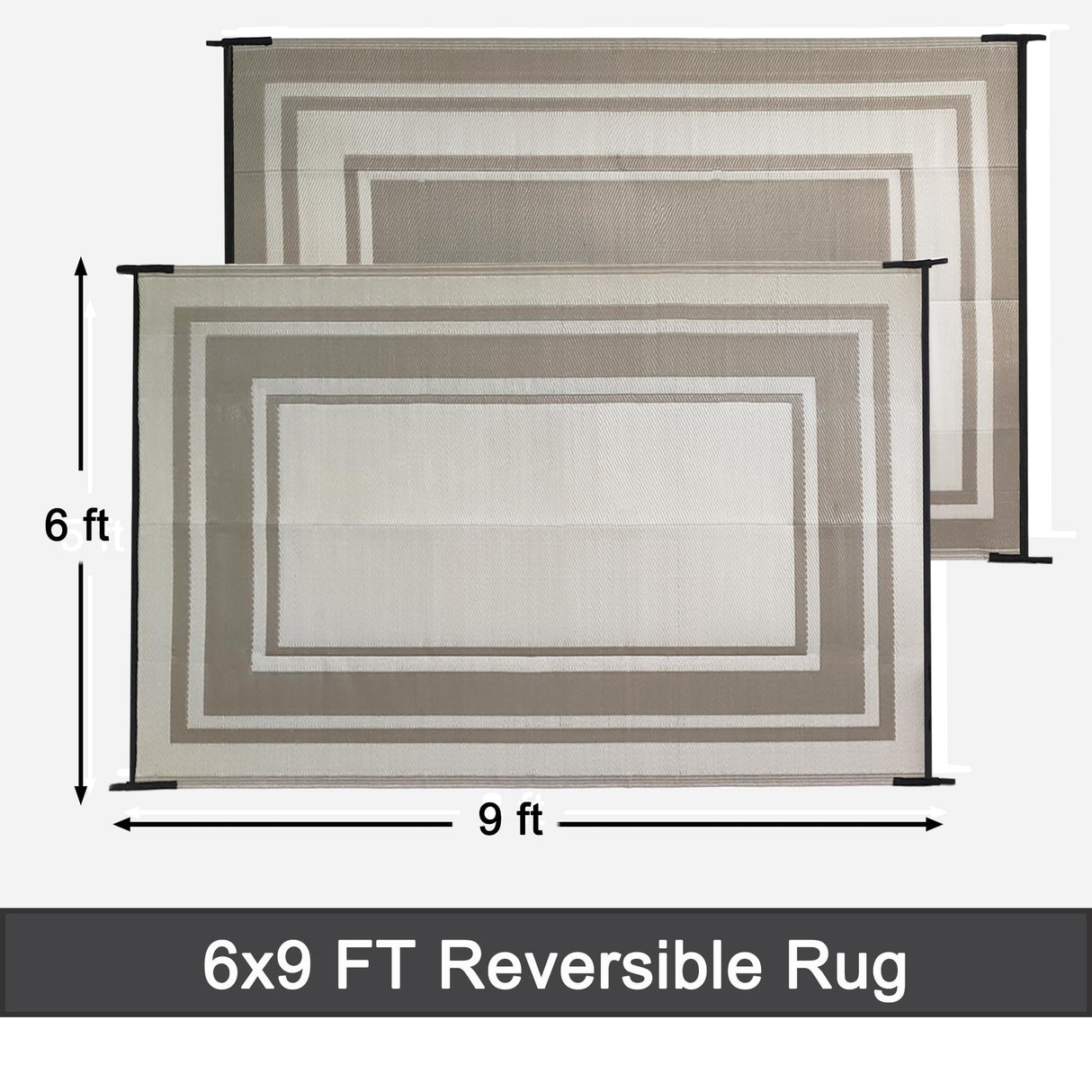 RURALITY Outdoor Rugs 6x9 Waterproof for Patios Clearance,Plastic Straw Mats for Backyard,Porch,Deck,Balcony,Reversible,Geometric RURALITY