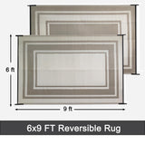 RURALITY Outdoor Rugs 6x9 Waterproof for Patios Clearance,Plastic Straw Mats for Backyard,Porch,Deck,Balcony,Reversible,Geometric RURALITY