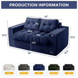 MAXYOYO Bean Bag Chair for Adults, Upholstered Floor Sofa with Armrests, Loveseat Boneless Couch with Tufted Cushion & Backrest, Sofa in A Box, Large Bean Bag Couch for Bedroom Living Room, Navy MAXYOYO