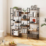 Triple Wide 5 Tier Bookcases and Bookshelves,Adjustable Industrial Style BookShelf With 14 Open Display Shelves,Metal Frame Wide Book Shelf Book Case for Bedroom Living Room Home Office Study Room Amenitlif