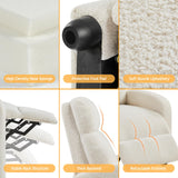 Topeakmart Fabric Recliner Sofa Push Back Recliner Chair Adjustable Modern Single Reclining Chair Upholstered Sofa with Pocket Spring Living Room Bedroom Home Theater Ivory Topeakmart