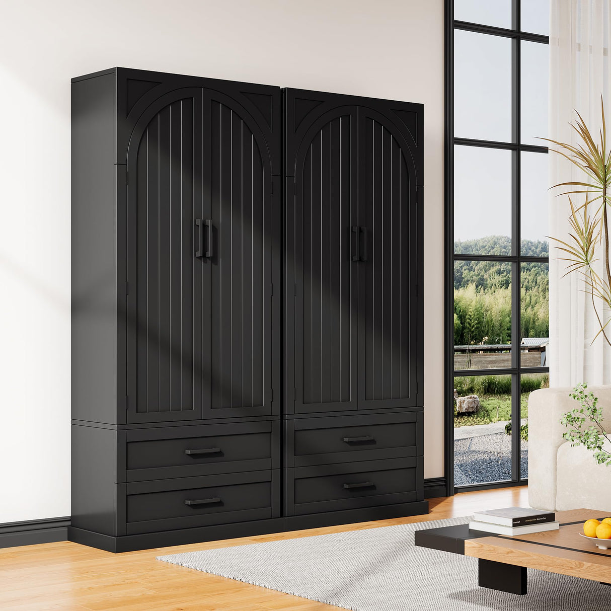 iPormis 71" Tall Kitchen Pantry Storage Cabinet w/Adjustable Shelf, Large Drawers & Door Shelves, Freestanding Kitchen Cupboard for Dining Room/Living Room, Black iPormis