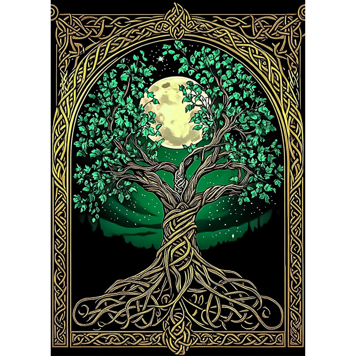 Lxmsja Tree of Life Diamond Art Kits for Adults, Moon DIY Full Drill Diamond Painting Kits for Beginners, 5D Gem Art Crafts for Adults, Home Wall Decor 12x16 inch Lxmsja