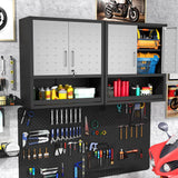 BIZOEIRON Metal Cabinets with Doors and Shelves Black and Gray Garage Cabinets Wall Mounted Adjustable Storage Shelving Floating Garage Tool Cabinet,Wall Cabinet for Warehouse/Basement/Kitchen BIZOEIRON
