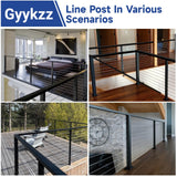 Gyykzz 42" Cable Railing Post 2 Pack, Matte Black Stainless Steel T304 Level Drilled Railing Posts for Cable Railing Kit System, Flat Top Heavy-Duty Deck Post for Indoor Outdoor with Cable Grommets Gyykzz
