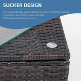 PAIQIAN 7 Piece Patio Furniture Set, Sectional Sofa Set Outdoor Rattan Patio Outdoor Sectional, Rattan Chairs Glass Table Seating Sectional Sofa with Cushions (Brown Blue) PAIQIAN