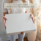 ZICOTO Beautiful Sunglass Storage Organizer For 8 Pairs - A Stylish Linen Case Protects and Displays All Your Glasses - The Perfect Storage Organizer To Hold Multiple Glasses Safe and Dust Free ZICOTO