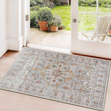 Washable Hallway Runner Rug 2x3: Non Slip Runner Rugs with Rubber Backing Soft Kitchen Rug Farmhouse Distressed Carpet Runner for Living Room Bedroom Bathroom (Turmeric/Grey, 2X3) TOPRUUG